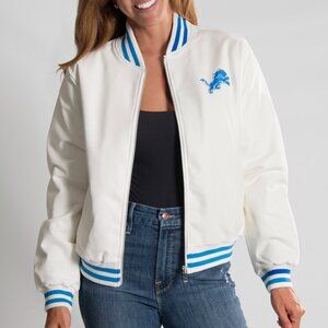 NFL Detroit Lions White Vegan Leather Jacket